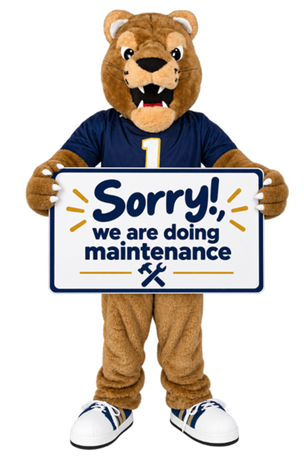 Roary with a sign We are doing maintanence