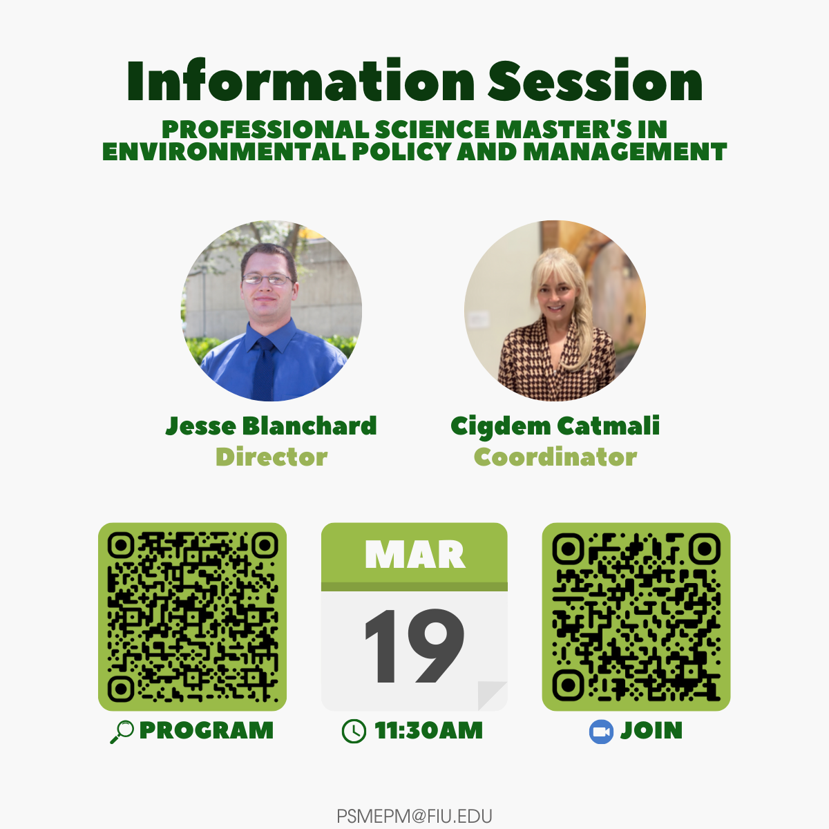 Information session, Professional science master's in Environmental policy and management