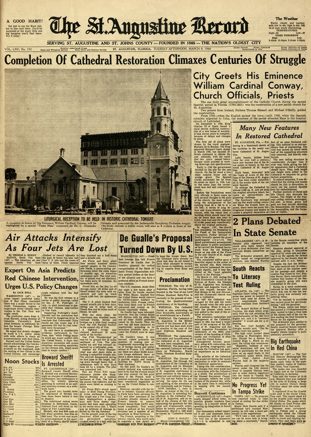 Cathedral St. Augustine Basilica Restoration Coverage, 1966