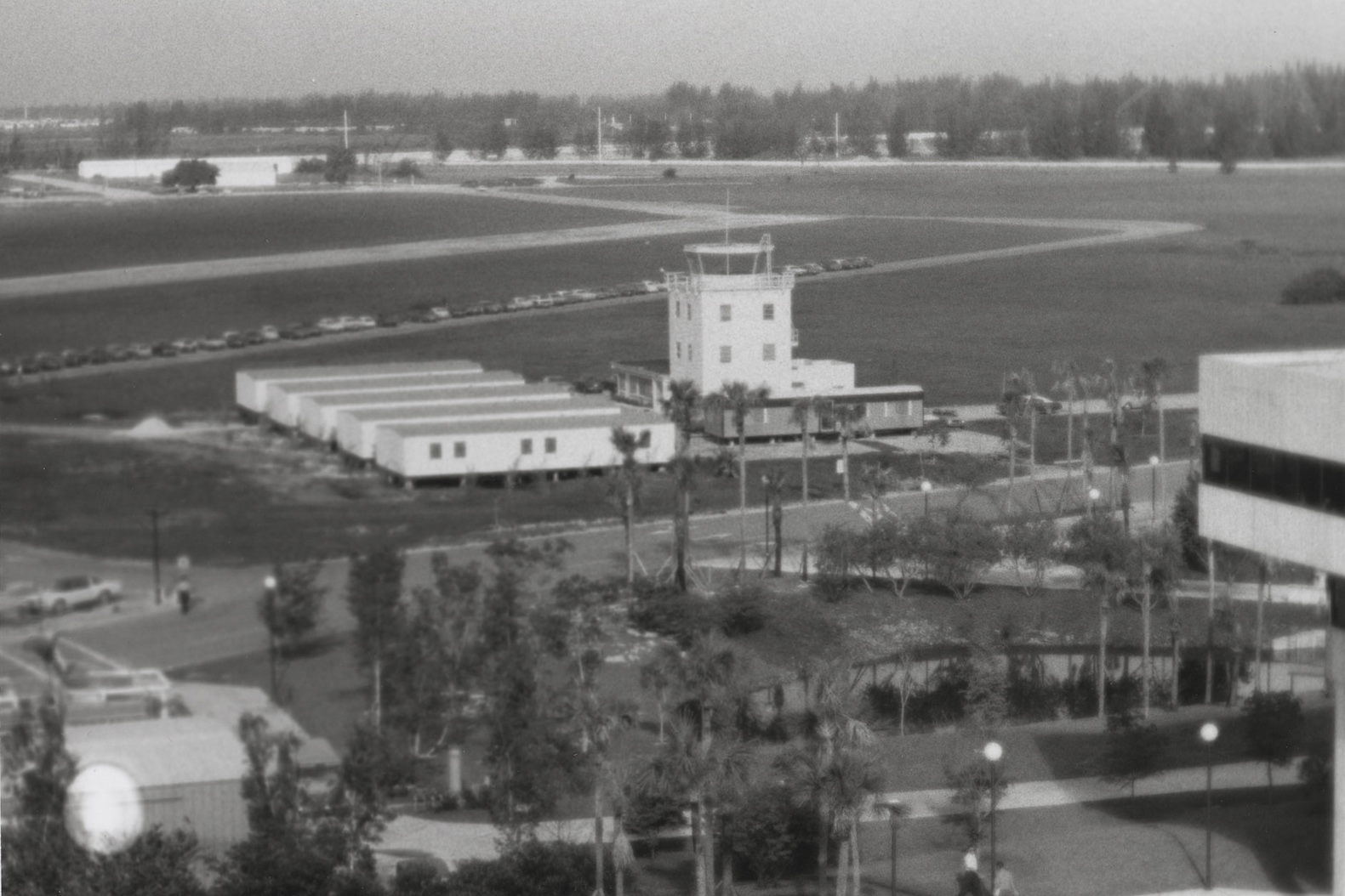Historic photo of airport tower on future site of FIU