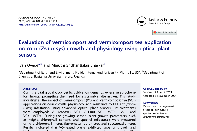 Screen capture of research paper on vermicompost